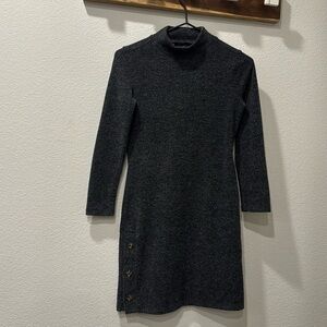 Gray Long Sleeve Mini Dresss